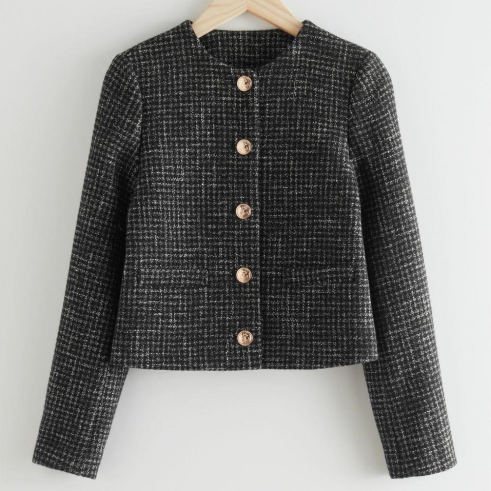 NWT & Other Stores Cropped Black Tweed Jacket